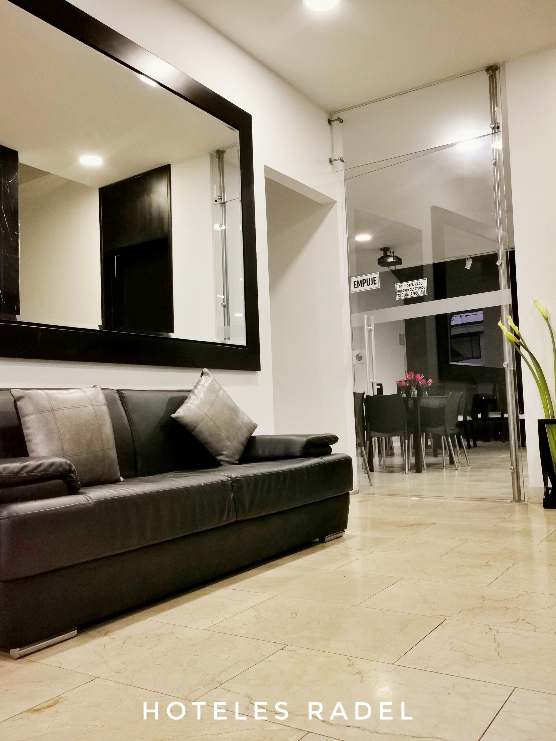 Área social con espejo — Hotel Radel Superior
